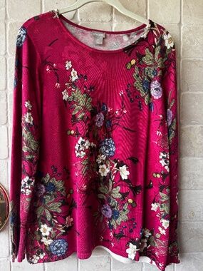 Chico's long sleeve floral sweater
